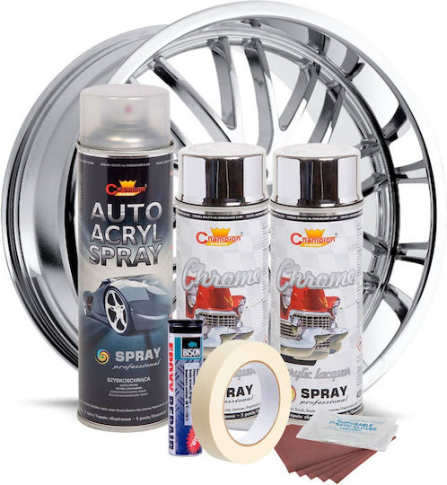 Complete Repair Painting Kit Rims In Metallic Chrome Color V2