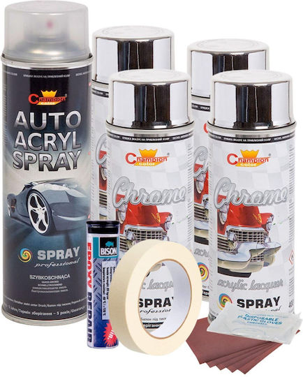 Complete Repair Painting Kit Wheels In Metallic Chrome Color V4