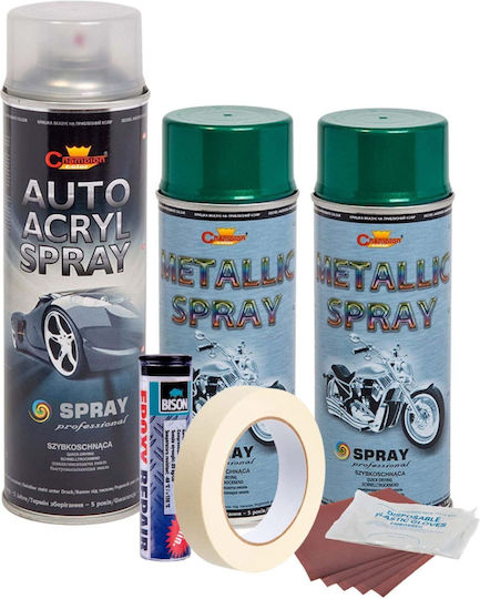 Complete Repair Painting Kit Wheels In Metallic Green Color V2