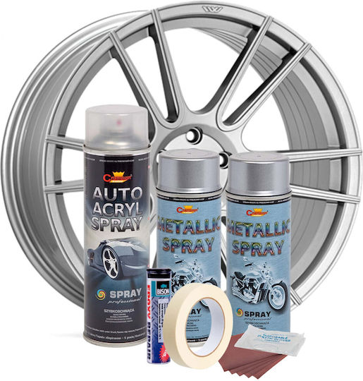 Complete Repair Painting Kit Wheels In Metallic Silver Color V2
