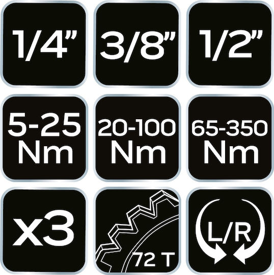 Neo Tools Σετ Καστάνιες με Καρέ 1/4" 3τμχ