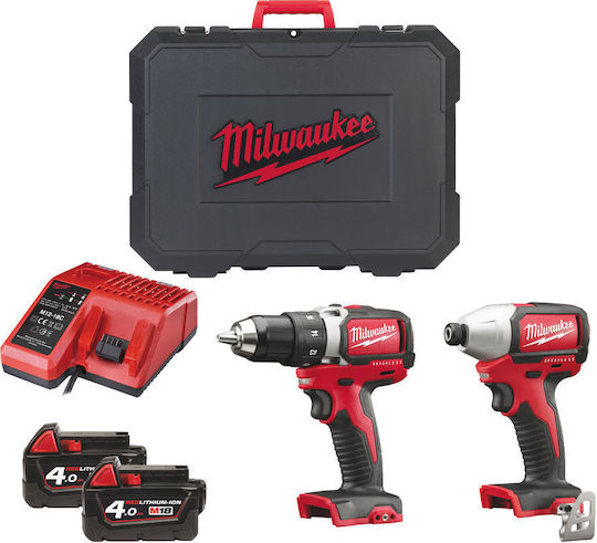 Milwaukee M18 BLPP2A2-502X Set Șurubelniță cu impact & Mașină de găurit Brushless 18V cu 2 baterii 5Ah și husă