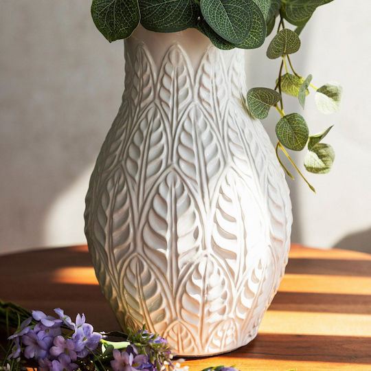 Homla Dekorative Keramikvase Natto Weiß 15xH24cm