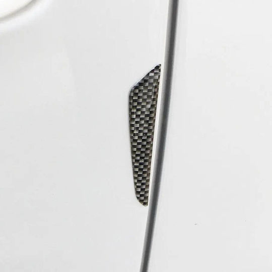Set 8 Door Protection Elements "carbon Imitation" Flexible Self-adhesive Black Color