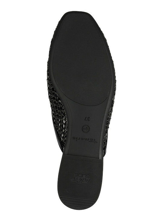 Flat Leather Mules in Black Color