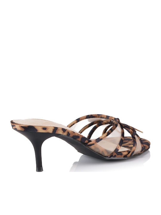 Mules με Λεπτό Ψηλό Τακούνι Leopard