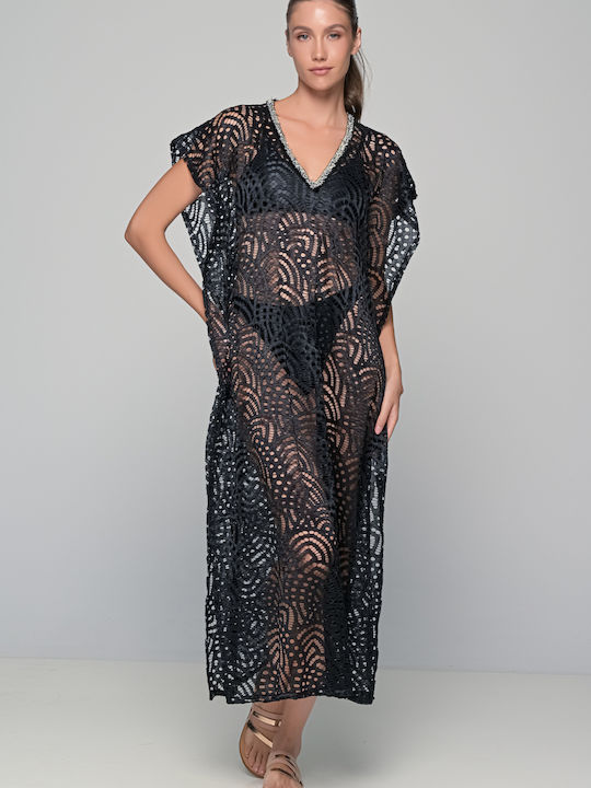 Milena by Paris Women's Maxi Caftan Beachwear Black