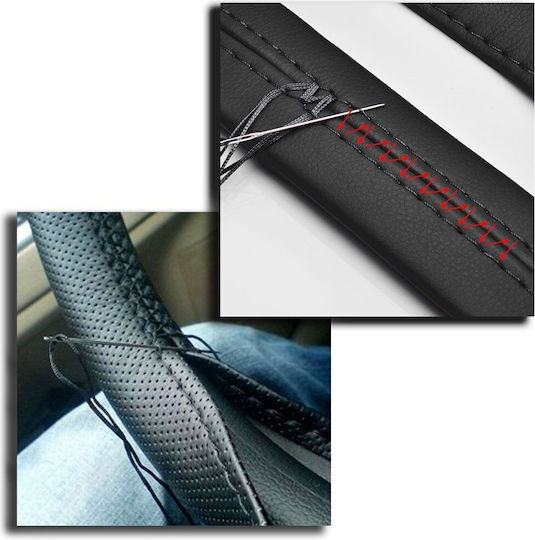 Auto-Lenkradabdeckung mit Durchmesser 39cm Leder Schwarz