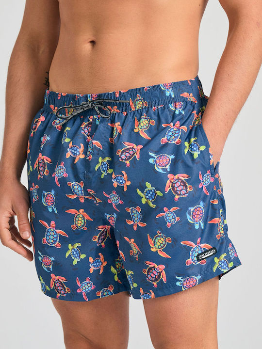 Men's Swimwear Shorts Navy Blue with Patterns