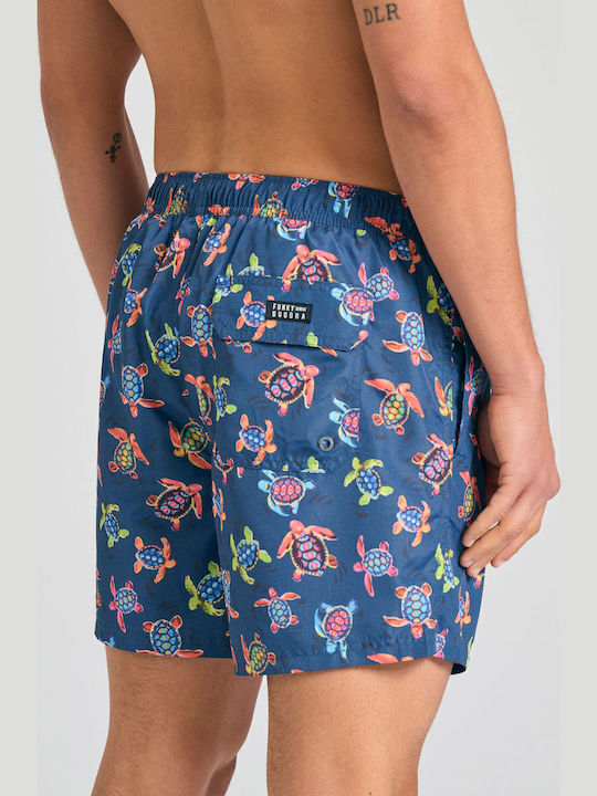 Men's Swimwear Shorts Navy Blue with Patterns