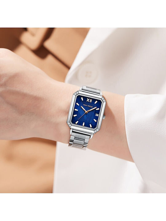 Mini Focus Women's Watch with Blue Metal Bracelet