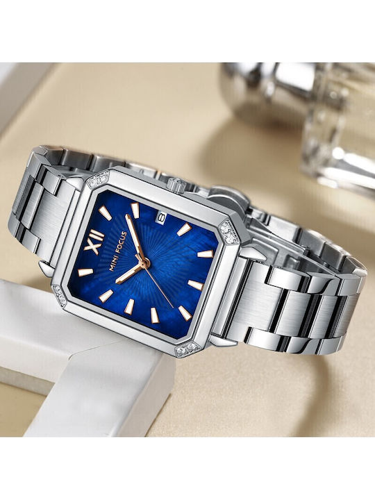 Mini Focus Women's Watch with Blue Metal Bracelet