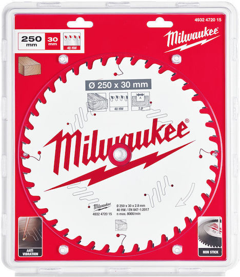 Milwaukee S250x30/40z Mw Cutting Disc Wood 1pcs