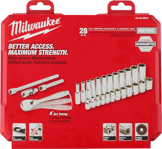Milwaukee Set Ratchet 1\4" 28pcs