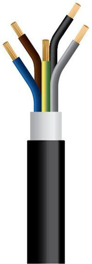 Eurolamp Power Cord Type NYY with Cable Properties 5x1.5mm² in Black Colour Length 1m