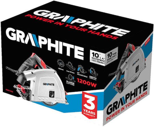 Graphite 58G495 Plunge Circular Saw 1200W with Speed Control and with Dust Extraction System