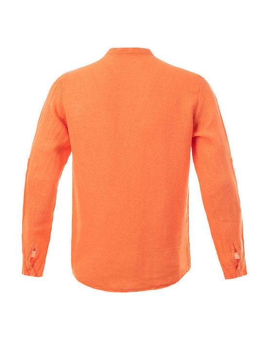 Long-sleeved Linen Shirt Orange