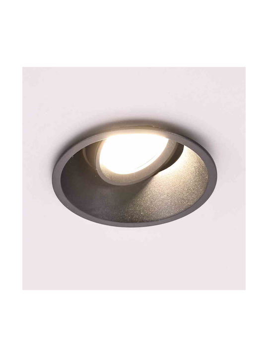 Eko Light Στρογγυλό Μεταλλικό Χωνευτό Σποτ με Ντουί GU10 Μαύρο 1τμχ