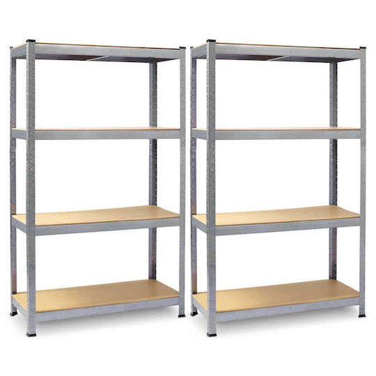 Plonos Dexions Verzinkt 75x30x150cm mit 4 Regalen Gesamtbelastbarkeit 540kg 2 Stücke