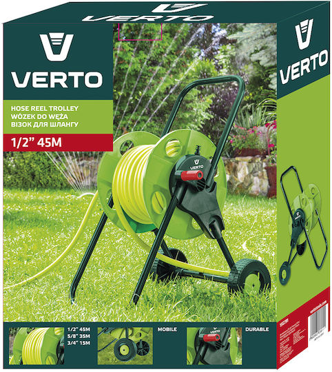 Verto Garden Hose Trolley Τροχήλατη Ανέμη Ποτίσματος για Λάστιχο έως 45m με Χερούλι Μαζέματος