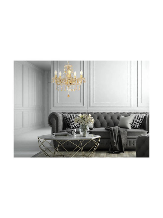 Globo Lighting Chandelier with Crystals 5xE14 Gold 48cm 15100545