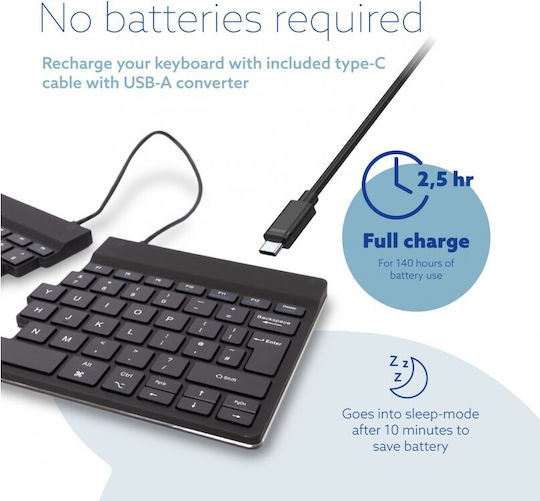 R-Go Tools Split Wireless Bluetooth Keyboard Only International English