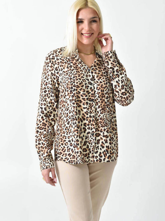 Μακρυμάνικο Γυναικείο Πουκάμισο Animal Print