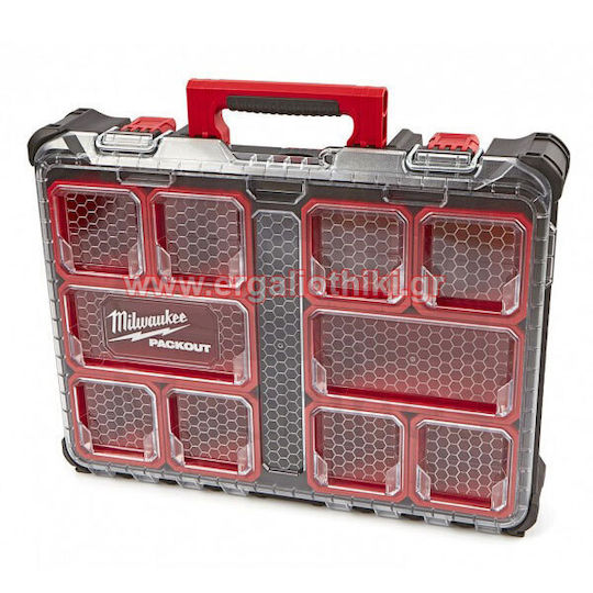 Milwaukee Packout Tool Compartment Organiser 10 Slot with Removable Box Black 50x38x11.7cm