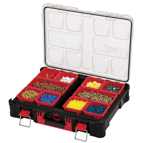 Milwaukee Packout Tool Compartment Organiser 10 Slot with Removable Box Black 50x38x11.7cm