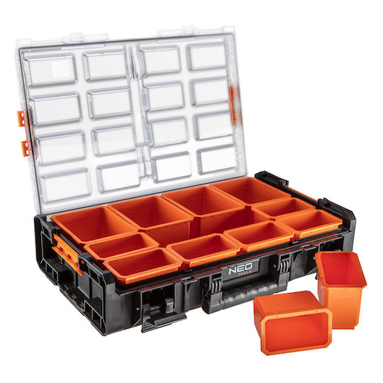 Neo Tools Modular 12 Ταμπακιέρα Εργαλείων 12 Θέσεων με Αφαιρούμενα Κουτιά Πορτοκαλί 58.5x38.5x42εκ.