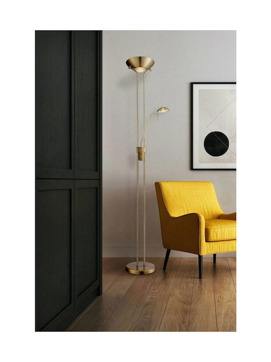 Globo Lighting Leonas LED Floor Lamp H180xW25.5cm. with Warm White Light 2200lm Bronze
