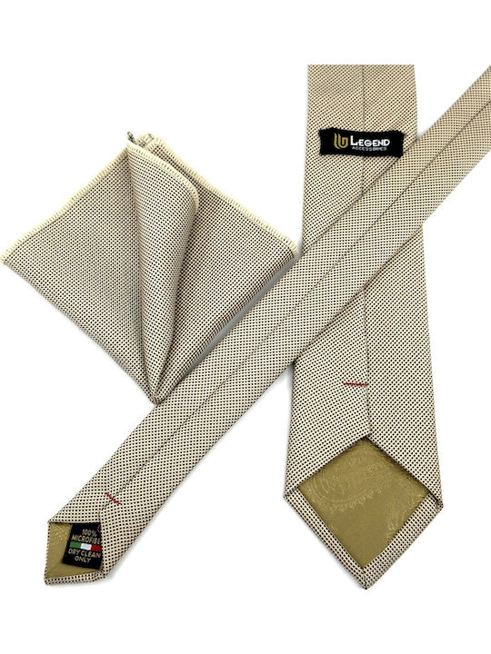 Legend Accessories Herren Krawatten Set Gedruckt in Beige Farbe