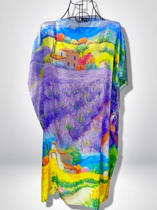 Damen Poncho-Kleid Lv24 Lila Gelb Einheitsgröße Intl