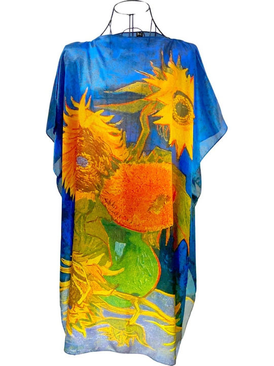 Rochie Poncho Femei Fs24 Albastru Galben Mărime Universală Intl