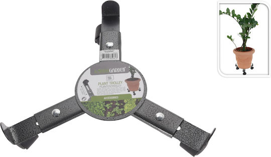 BigBuy Pot Stand Metal Gray with Wheels 30cmx30cmcm.