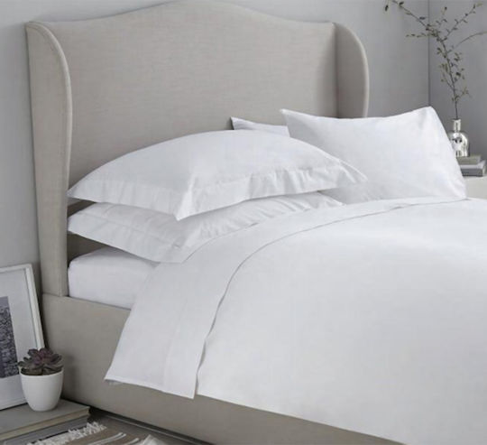 Kipper Hotel Sheet White Queen Size 240x260cm Cotton & Polyester 1pcs