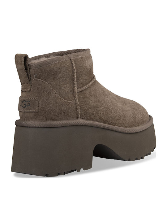 Classic Ultra Mini Women's Ankle Boots Beige