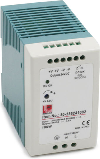 Adeleq DIN Rail Power Supply 4A/24V/100W για Ταινιες LED