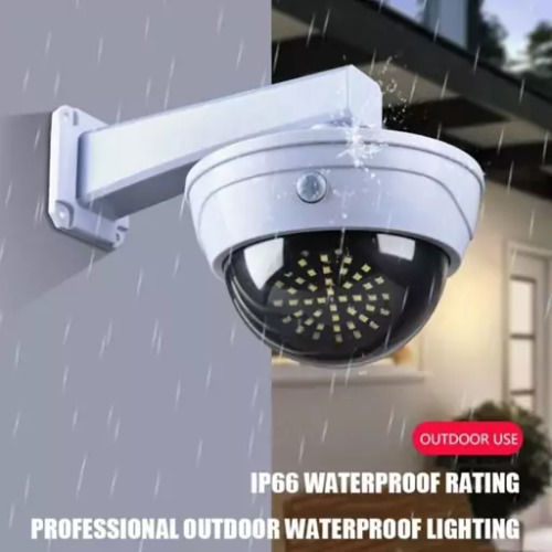 Factory Solar Dummy Surveillance Dome Camera with LED Lighting White