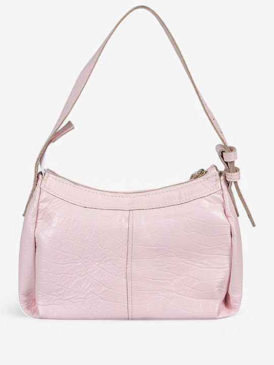 Pink Leather Women's Hobo Bag