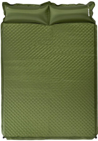 Meteor Самонадуваем Двуместен Къмпинг Матрак 192x132см Дебелина 3см Зелен