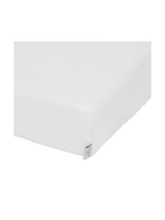 Matex Бебешки Чаршаф За Количка Памук с ластик Бял 70x140бр