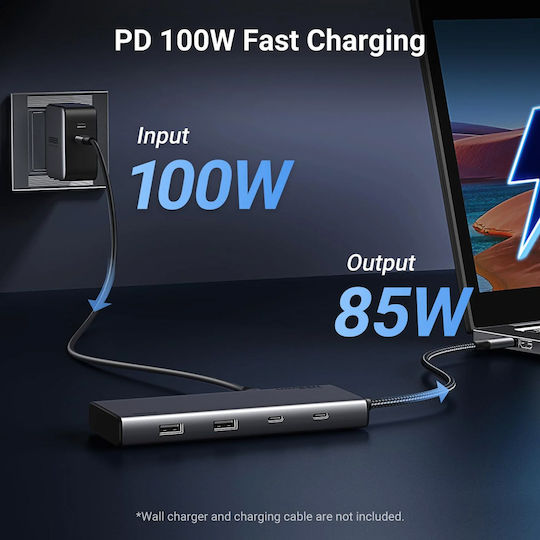 Ugreen CM639 USB-C Docking Station with HDMI/DisplayPort 4K PD and 3 Monitor Connection Gray