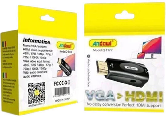 Andowl Qt122 Converter HDMI male to VGA female 1pcs