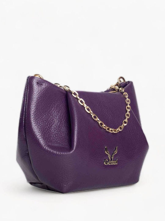 Leder Damentasche Schultertasche Lila