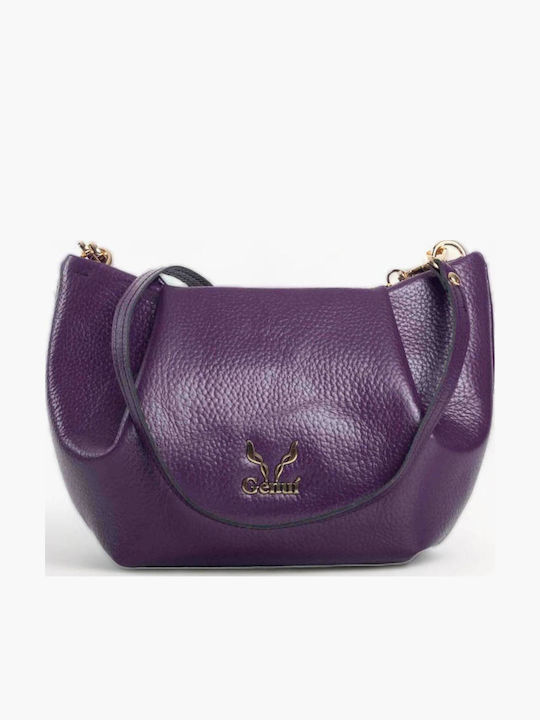 Leder Damentasche Schultertasche Lila