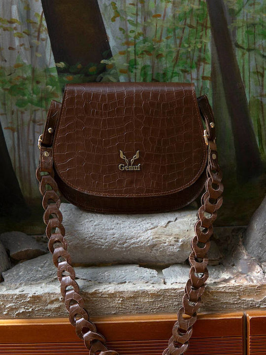 Δερμάτινη Γυναικεία Τσάντα Ώμου Dark Brown