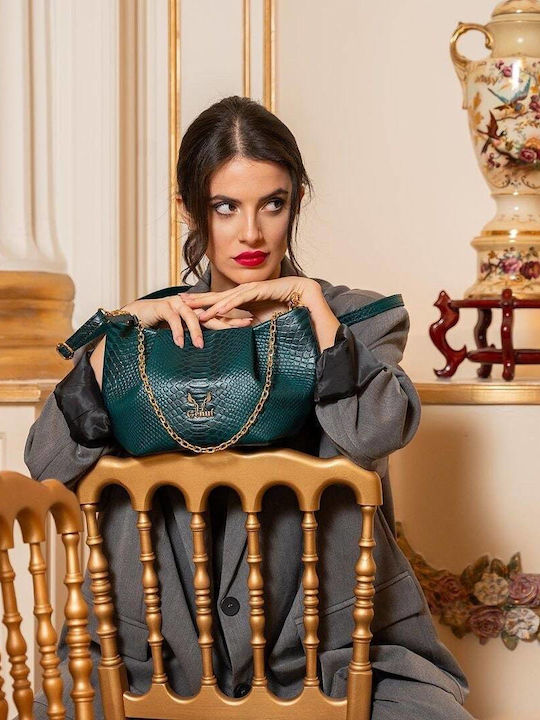 Δερμάτινη Γυναικεία Τσάντα Ώμου Πράσινη