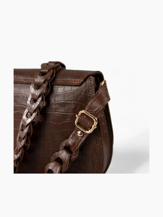 Δερμάτινη Γυναικεία Τσάντα Ώμου Dark Brown
