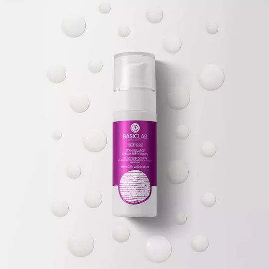 BasicLab Esteticus Hautstimulierendes Feuchtigkeitsspendendes & Anti-Aging Serum für das Gesicht mit Peptiden für Aufhellung & Festigung 30ml